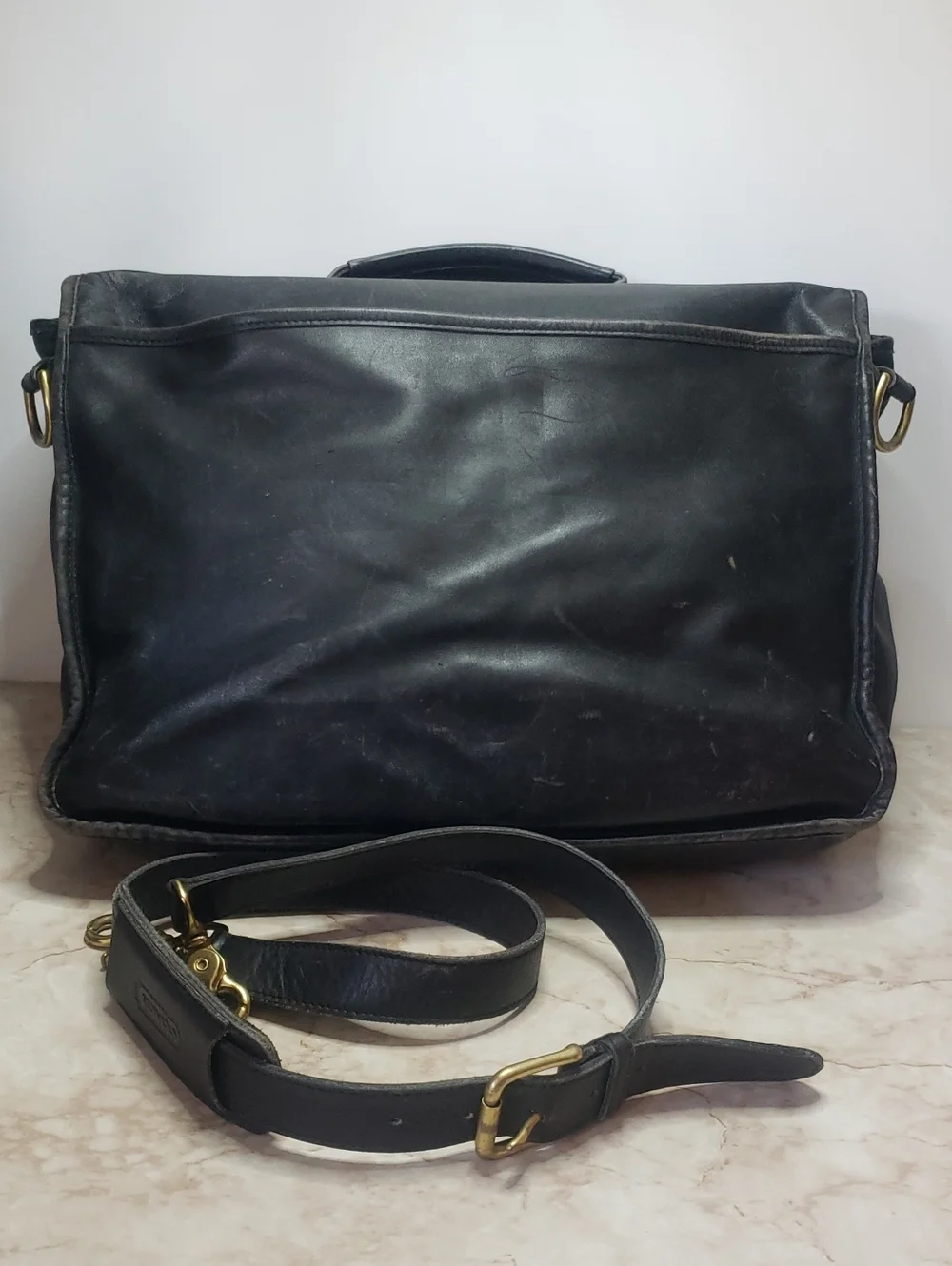 Coach Classic Black Leather Briefcase Shoulder Bag